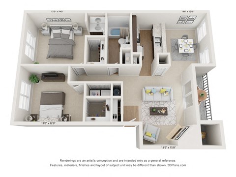 Willow 2Bed_1Bath at River Oak Apartments, PRG Real Estate, Kentucky